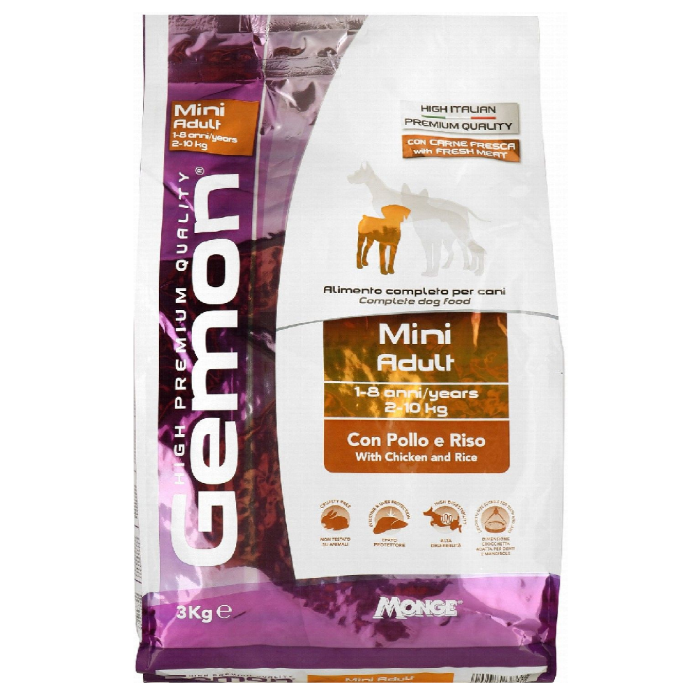 Gemon dry food for Mini Adult Dog with Chicken and Rice 3 kg