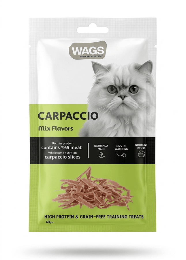 WAGS Cat Wags Carpaccio Mix Flavors Cat Treats 40g Grain Free Training Snacks