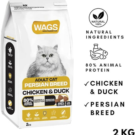 WAGS Cat WAGS Chicken and Duck Cat dry food for Persian Adult 2 Kg