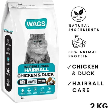 WAGS Cat WAGS Chicken and Duck Hairball Cat Dry food 2 Kg