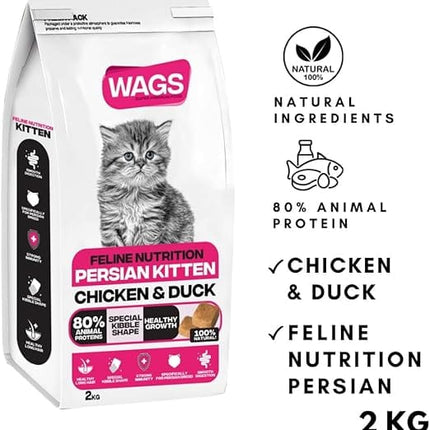 WAGS Cat WAGS Chicken and Duck Persian Kitten Cat Dry Food 2kg