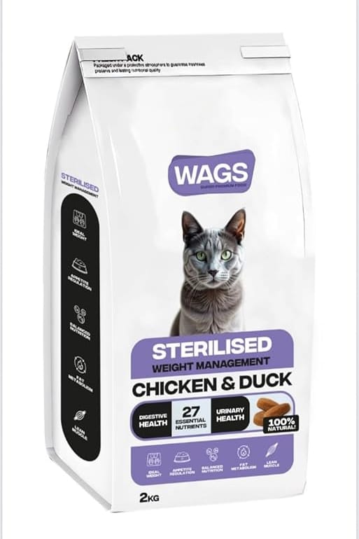 WAGS Cat WAGS Chicken and Duck Sterilised Cat Dry Food  2 Kg