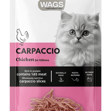 WAGS Cat Wags Chicken Carpaccio Kitten Treats 40g Grain Free Slices for Kittens