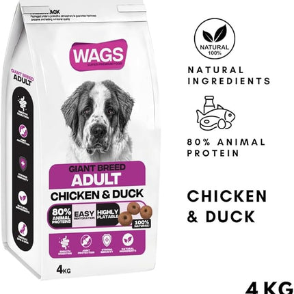WAGS Dog WAGS Chicken and Duck Dog Dry Food For Giant Breed Adult 4 Kg