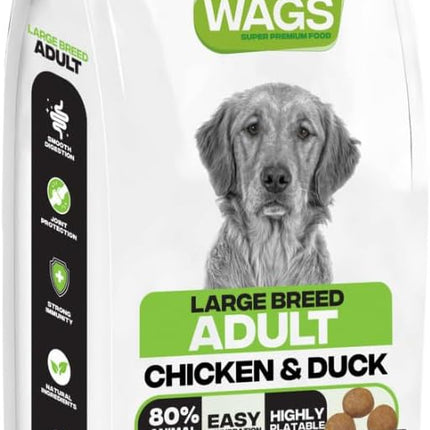 WAGS Dog WAGS chicken and duck Dog Dry Food For Large Breed Adult 18Kg