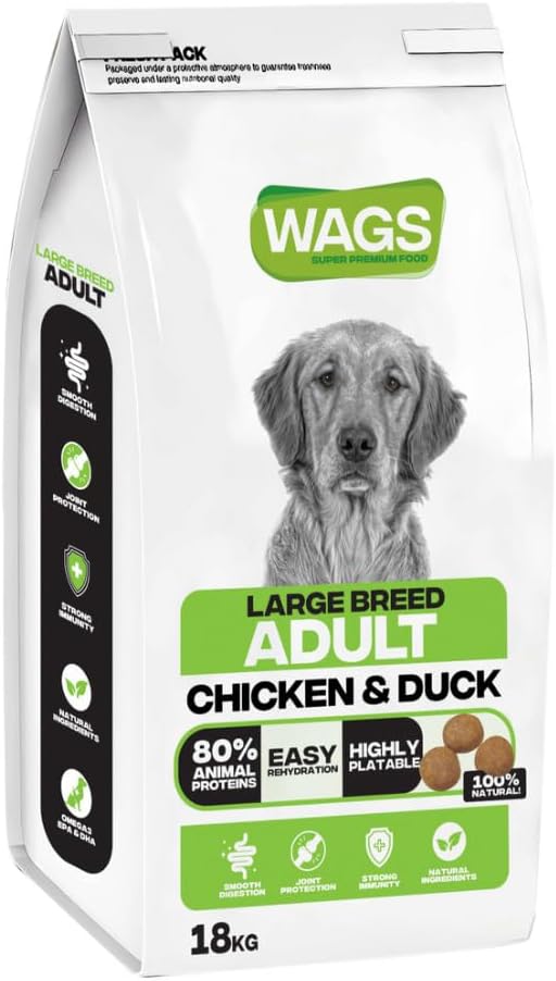 WAGS Dog WAGS chicken and duck Dog Dry Food For Large Breed Adult 18Kg