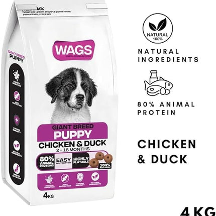 WAGS Dog WAGS Chicken and Duck Dog Dry Food Giant Breed Puppy 4Kg