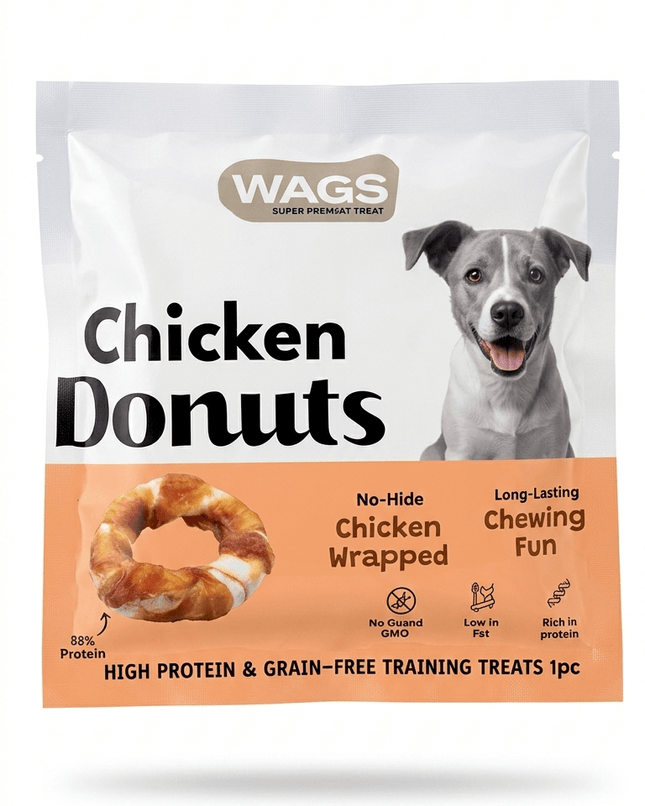 WAGS Dog Wags Chicken Donuts Dog Treats No Hide Chicken Wrapped Chews 1pc Long Lasting Snack