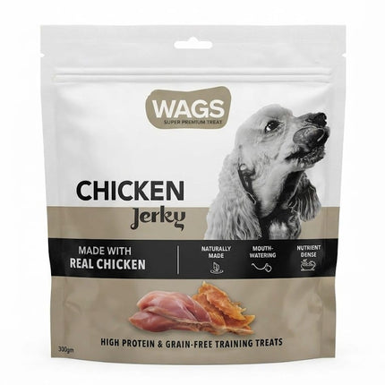 WAGS Dog Wags Chicken Jerky Dog Treats High Protein & Grain Free 300gm