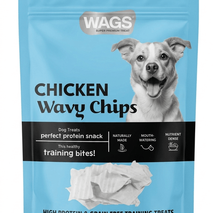 WAGS Dog Wags Chicken Wavy Chips Dog Treats 100g High Protein And Grain Free Snacks