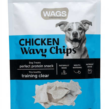 WAGS Dog Wags Chicken Wavy Chips Dog Treats 200g High Protein And Grain Free Snacks
