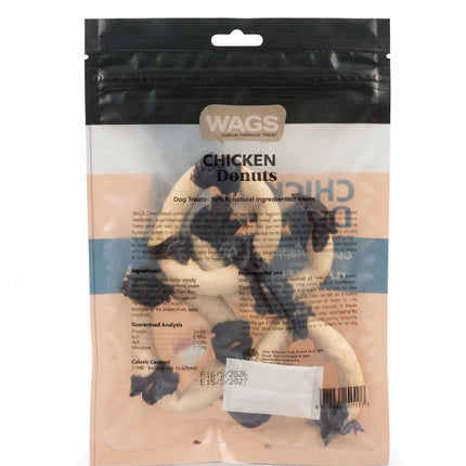 WAGS Dog Wags High Protein Dog Treats Chicken Donuts Grain Free Training Chews 4 pcs