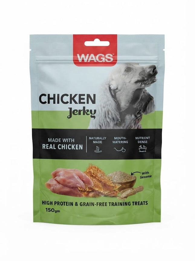 WAGS Dog Wags Real Chicken Jerky with Sesame 150g Grain Free Training Treats