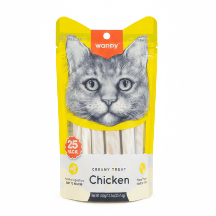 Wanpy Cat Wanpy Creamy Lickable Cat Treats Chicken  24 Pieces
