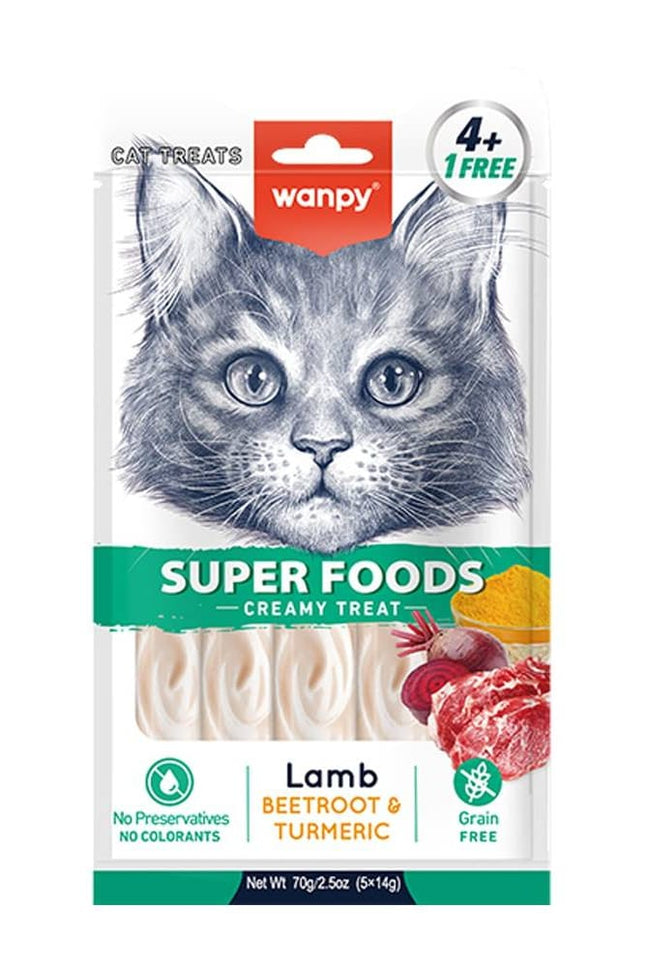 Wanpy Cat WANPY Creamy Treat For Cats Lamb Beetroot And Turmeric 5 in 14g