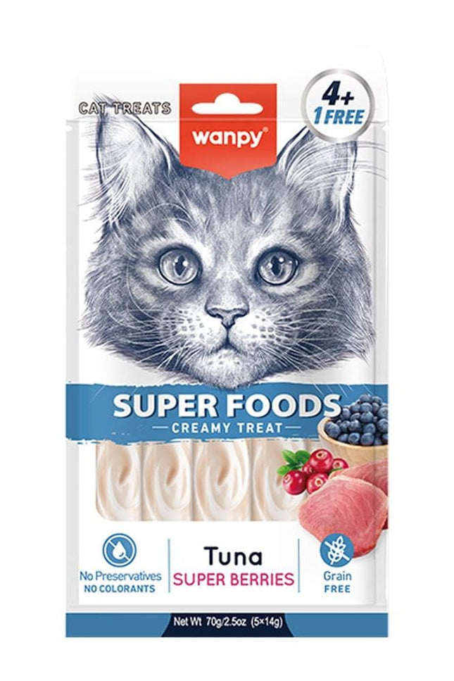 Wanpy Cat WANPY Creamy Treat For Cats Tuna Super Berries 5 in 14g