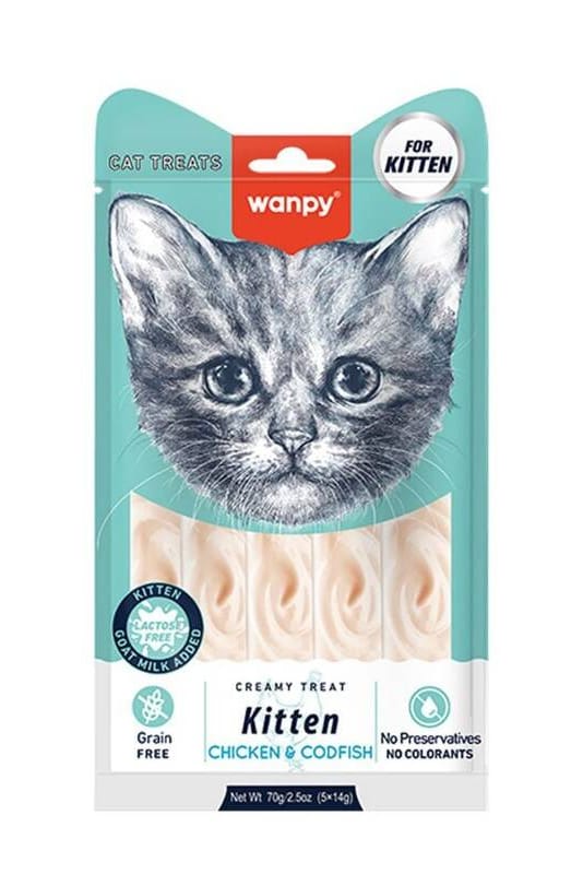 Wanpy Cat WANPY Creamy Treat For Kitten Chicken And Codfish 5 in 14g
