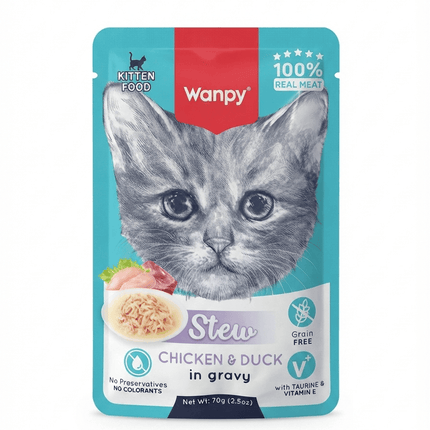 Wanpy Cat Wanpy Grain Free Kitten Wet Food Chicken And Duck Stew 70g Pouch