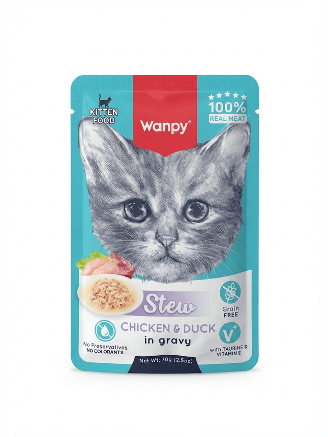 Wanpy Cat Wanpy Grain Free Kitten Wet Food Chicken And Duck Stew 70g Pouch