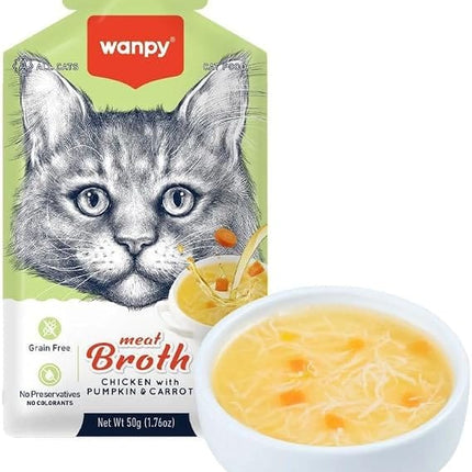Wanpy cat Wanpy Grain-Free Meat Broth Chicken with Pumpkin And Carrot for Cats 50g