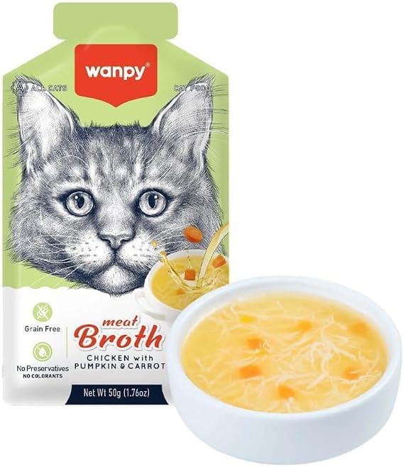 Wanpy cat Wanpy Grain-Free Meat Broth Chicken with Pumpkin And Carrot for Cats 50g
