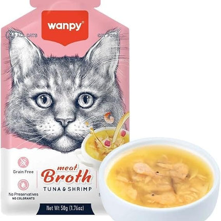 Wanpy cat Wanpy Grain-Free Meat Broth Tuna And Shrimp for Cats 50g
