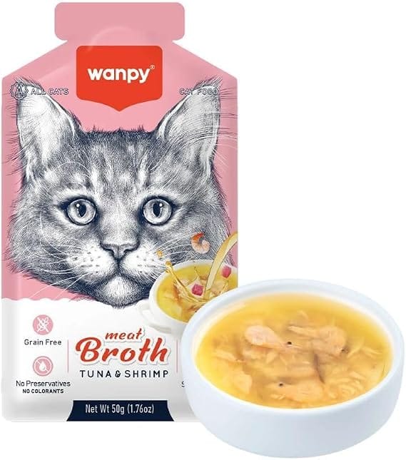 Wanpy cat Wanpy Grain-Free Meat Broth Tuna And Shrimp for Cats 50g