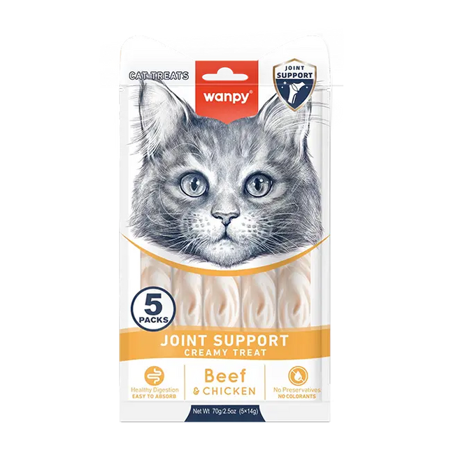 Wanpy Cat Wanpy Joint Support Creamy Cat Treats with Chicken and Beef 5 pcs
