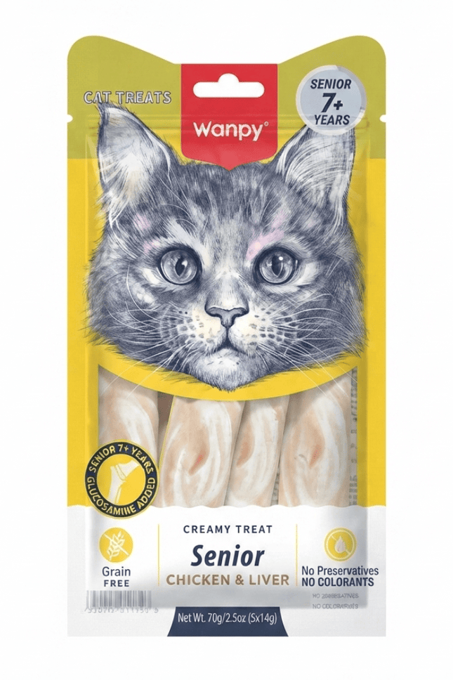 Wanpy Cat Wanpy Senior Creamy Cat Treats Chicken And Liver 70g 7+ Years