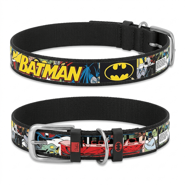 WAUDOG Dog Waudog Design Dog Collar Batman Black Collection Adjustable Durable Collar Size 44-68 Cm