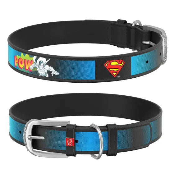 WAUDOG Dog WAUDOG Design Dog Collar with QR Passport Superman 2 Print 29-38 cm  20 mm