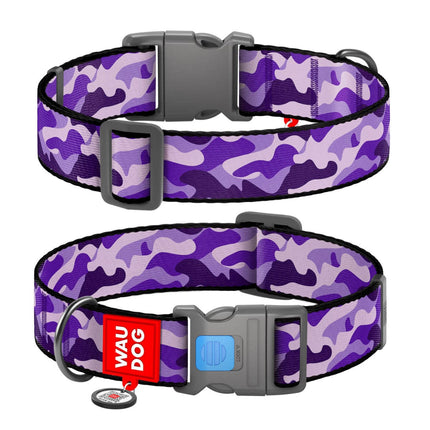 WAUDOG Dog WauDog L Nylon dog collar Purple camo Print 31 to 49 in 2.5cm