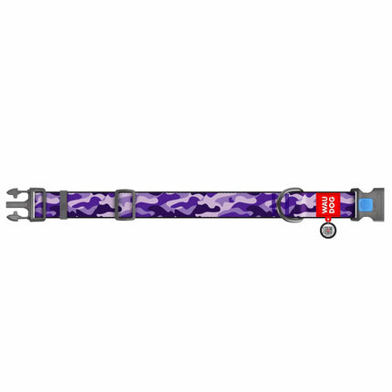 WAUDOG Dog WauDog L Nylon dog collar Purple camo Print 31 to 49 in 2.5cm
