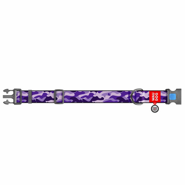 WAUDOG Dog WauDog L Nylon dog collar Purple camo Print 31 to 49 in 2.5cm