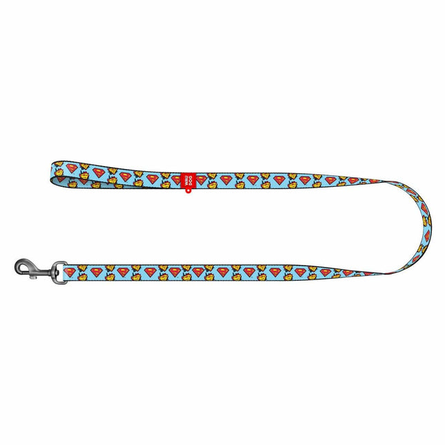 WAUDOG Dog WauDog Light Blue Superman Print Dog Leash 122 in 1.5 cm