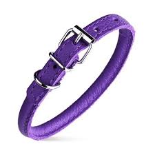 WAUDOG Dog WAUDOG M Rolled Leather Dog Collar Purple,with QR 39 to 47 in 1 cm