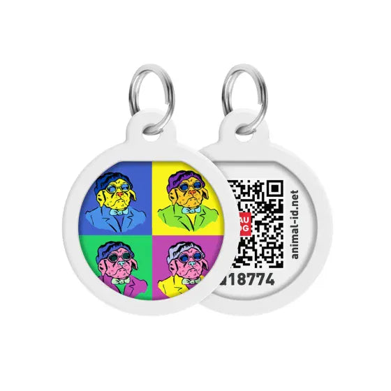 WAUDOG Dog WAUDOG Smart ID QR Pet Tag Bulldogs Round Pattern 25 mm