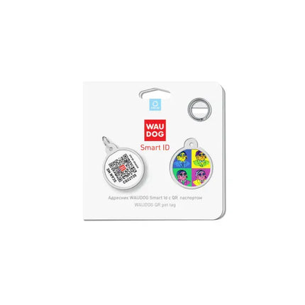 WAUDOG Dog WAUDOG Smart ID QR Pet Tag Bulldogs Round Pattern 25 mm