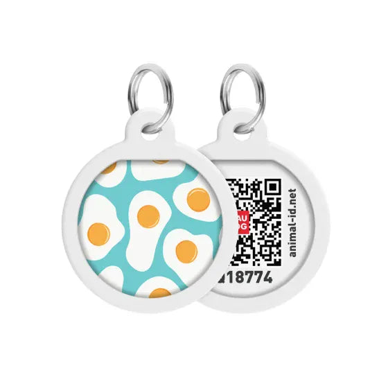 WAUDOG Dog WAUDOG Smart ID QR Pet Tag Fried Eggs Round Pattern 25 mm