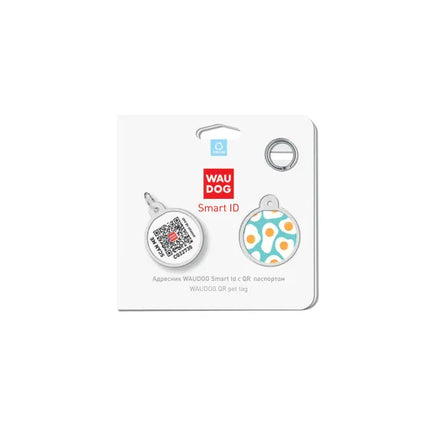 WAUDOG Dog WAUDOG Smart ID QR Pet Tag Fried Eggs Round Pattern 25 mm