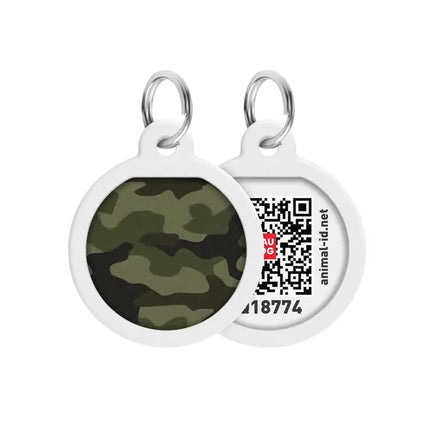 WAUDOG Dog WAUDOG Smart ID QR Pet Tag Green Camo Round Pattern 25 mm
