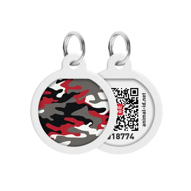 WAUDOG Dog WAUDOG Smart ID QR Pet Tag Grey Camo Round Pattern 25 mm