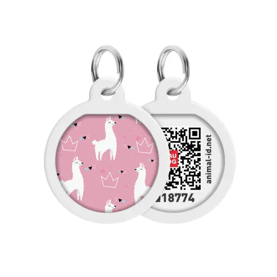 WAUDOG Dog WAUDOG Smart ID QR Pet Tag Llamas Round Pattern 25 mm