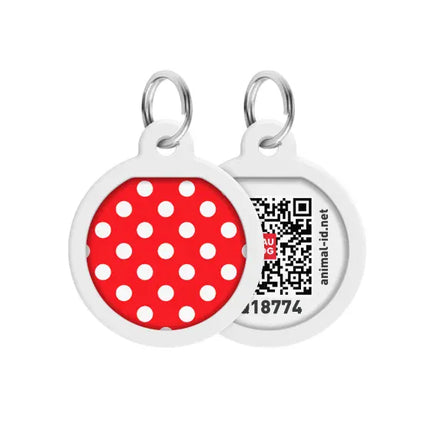 WAUDOG Dog WAUDOG Smart ID QR Pet Tag Polka Dots Round Pattern 25 mm