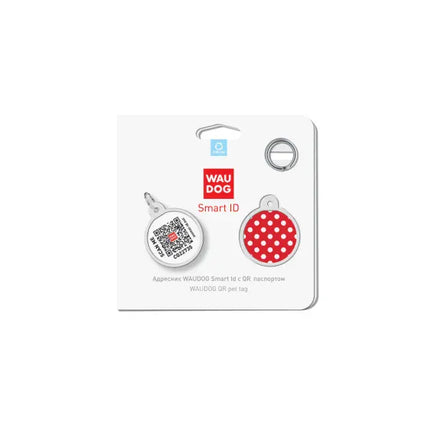 WAUDOG Dog WAUDOG Smart ID QR Pet Tag Polka Dots Round Pattern 25 mm