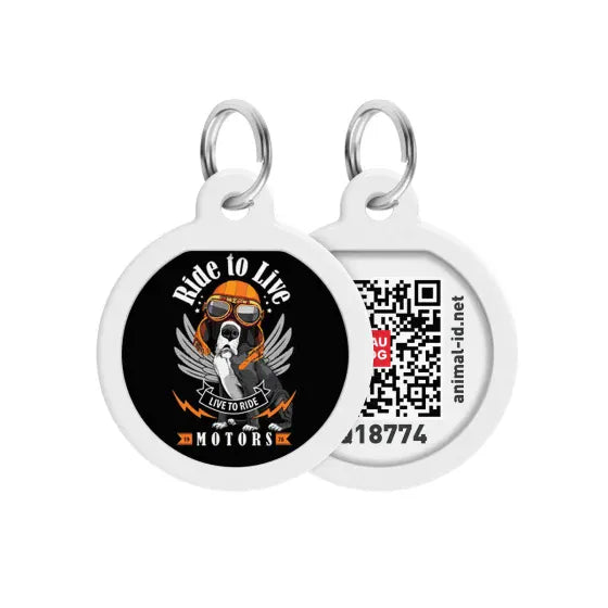 WAUDOG Dog WAUDOG Smart ID QR Pet Tag Ride to Live Round Pattern 25 mm
