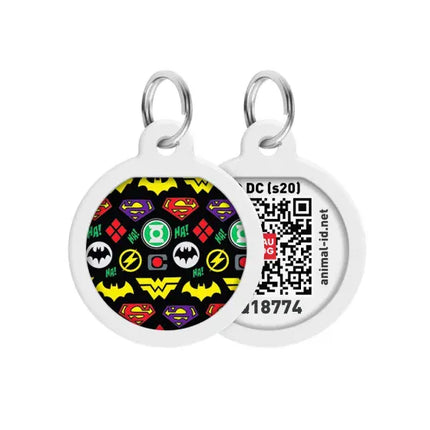 WAUDOG Dog WAUDOG Smart ID QR Pet Tag Superheroes Logomania Round Pattern 25 mm