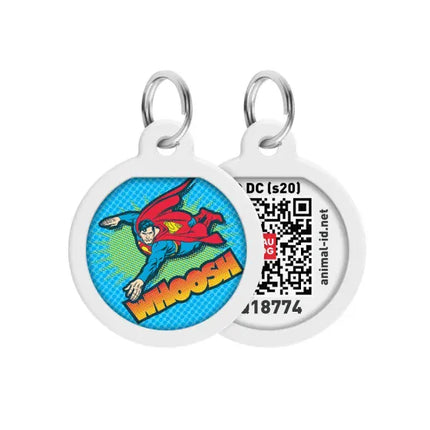 WAUDOG Dog WAUDOG Smart ID QR Pet Tag Superman Flight Round Pattern 25 mm