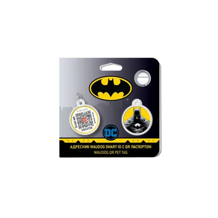 WAUDOG Dog WAUDOG Smart ID QR Pet Tag Yellow Batman Round Pattern 25 mm