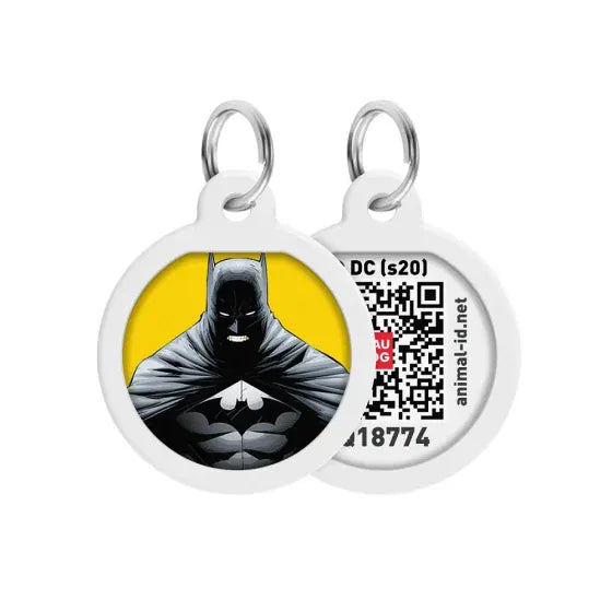WAUDOG Dog WAUDOG Smart ID QR Pet Tag Yellow Batman Round Pattern 25 mm
